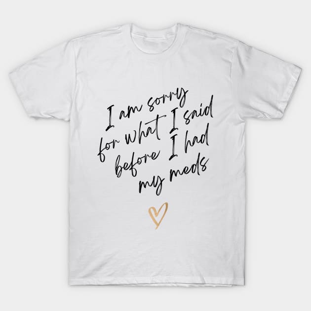 What I Said Before My Meds T-Shirt by FarragoTees